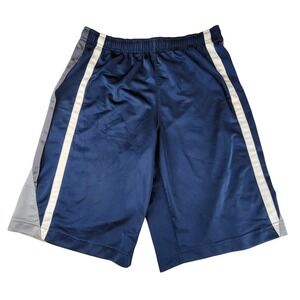 Nike Boys Navy Blue Grey Athletic Basketball Shorts Size L 14-16 Striped Gym